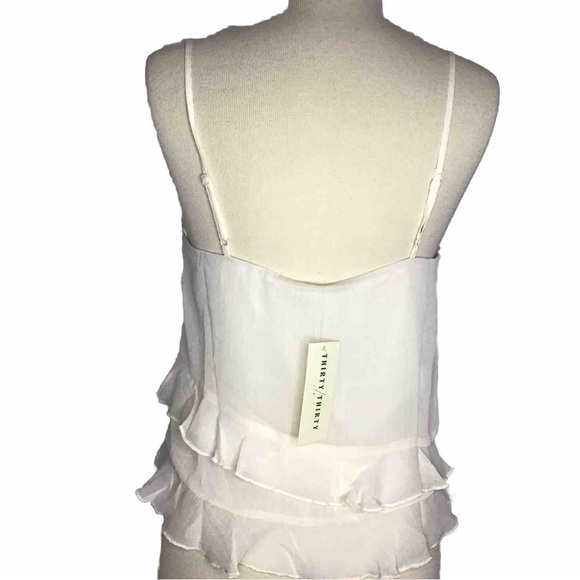 Thirty Thirty diaphanous ruffled ladjustable spaghetti strap cream Cami L NWT - Picture 3 of 8